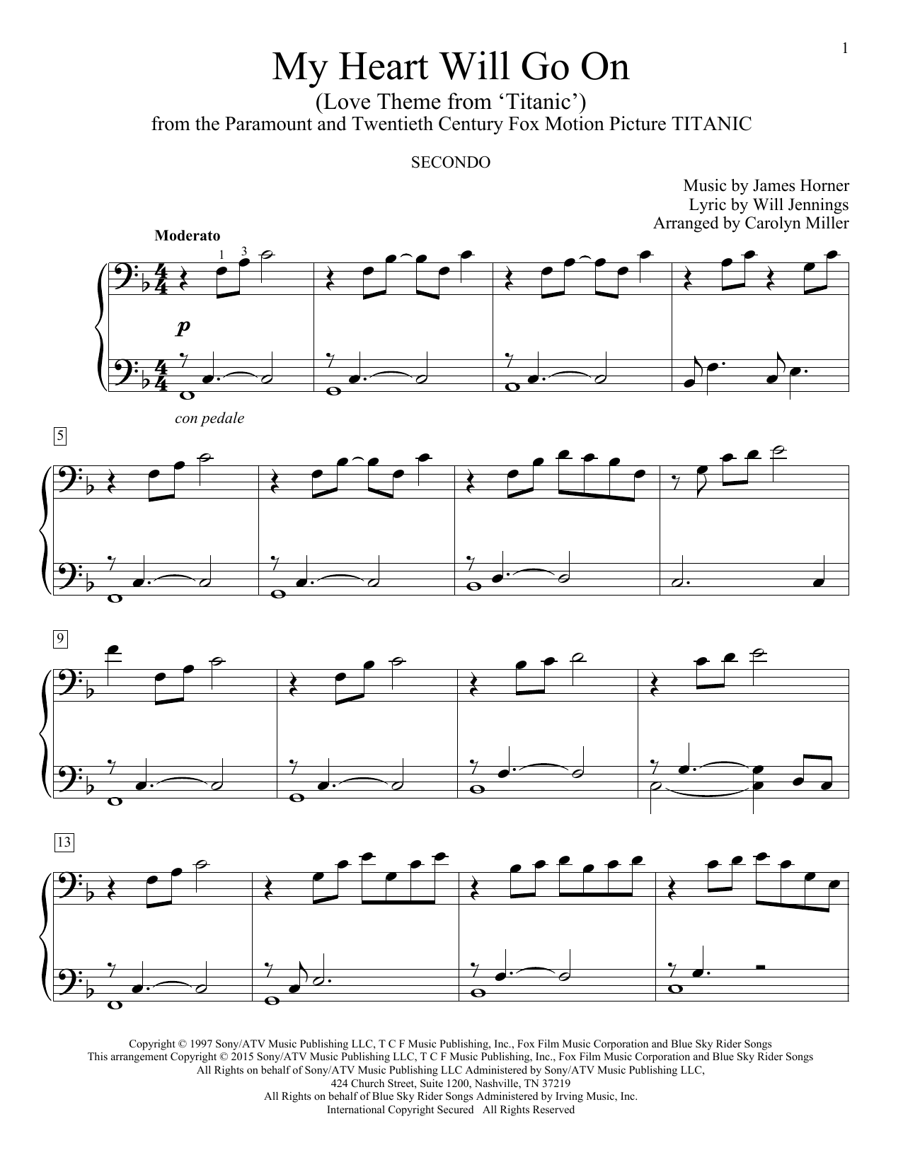 Download Celine Dion My Heart Will Go On (Love Theme From Titanic) Sheet Music and learn how to play Piano Duet PDF digital score in minutes