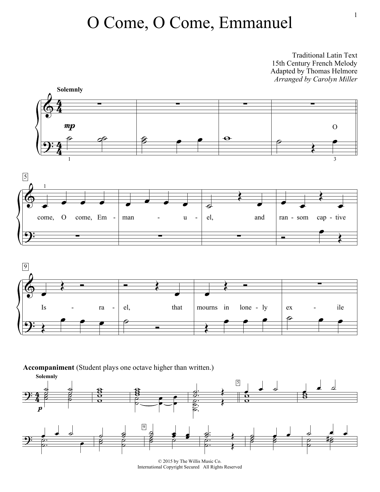 Download Christmas Carol O Come, O Come, Emmanuel Sheet Music and learn how to play Easy Piano PDF digital score in minutes