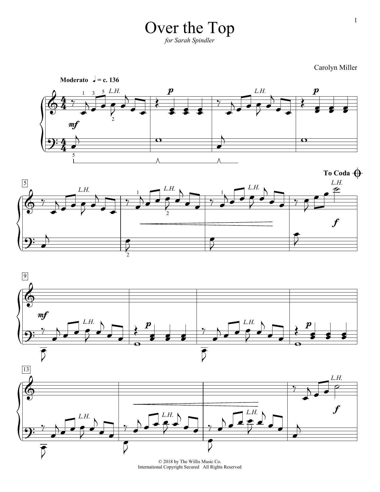 Download Carolyn Miller Over The Top Sheet Music and learn how to play Educational Piano PDF digital score in minutes