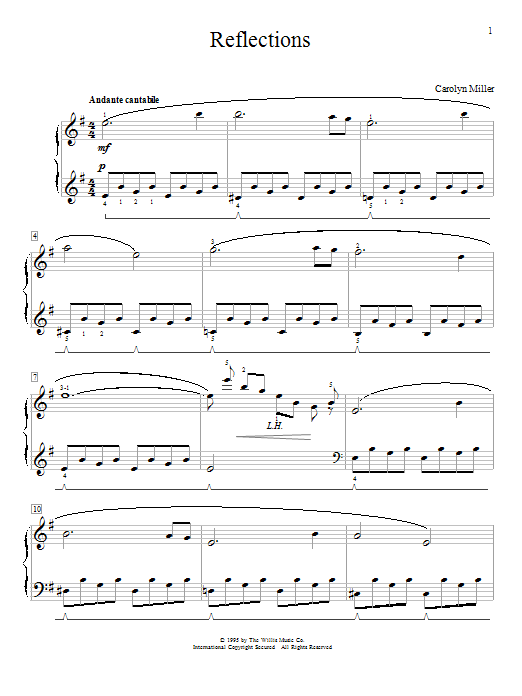 Download Carolyn Miller Reflections Sheet Music and learn how to play Easy Piano PDF digital score in minutes