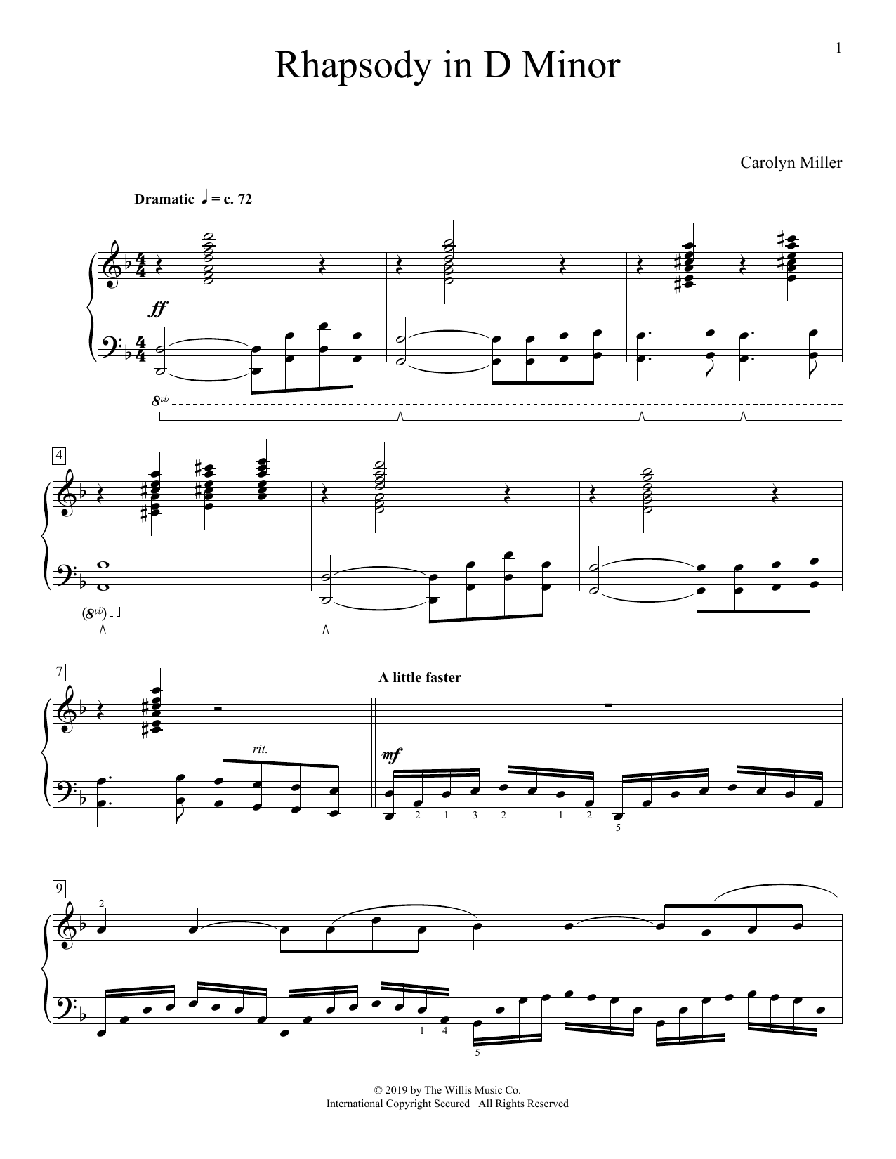 Download Carolyn Miller Rhapsody In D Minor Sheet Music and learn how to play Educational Piano PDF digital score in minutes