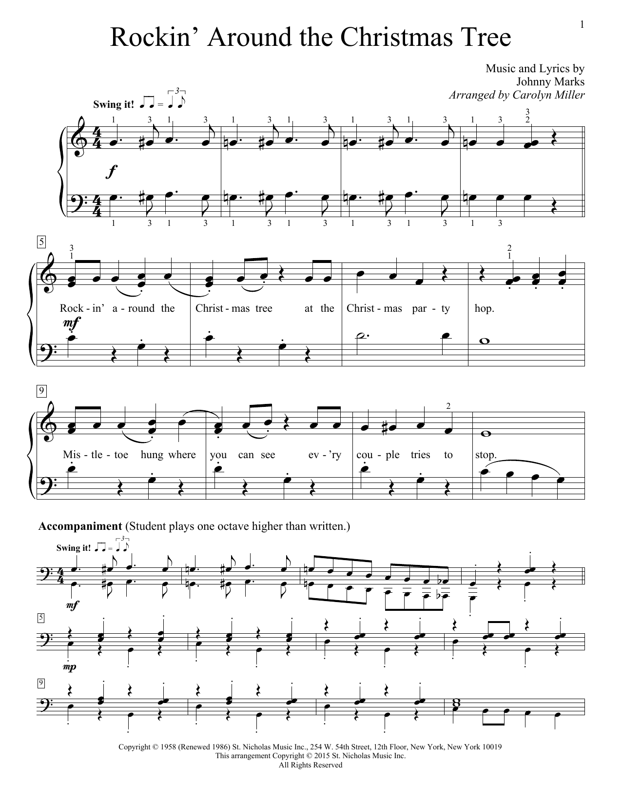 Download Brenda Lee Rockin' Around The Christmas Tree Sheet Music and learn how to play Easy Piano PDF digital score in minutes