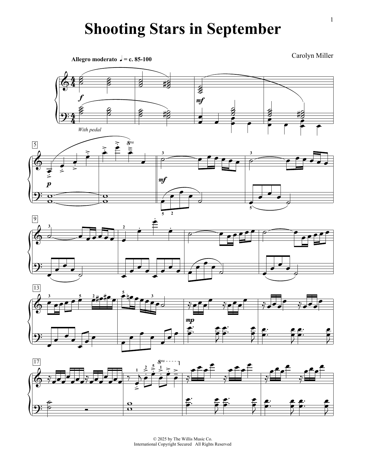 Download Carolyn Miller Shooting Stars In September Sheet Music and learn how to play Educational Piano PDF digital score in minutes