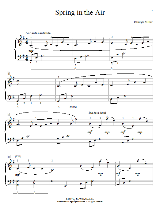 Download Carolyn Miller Spring In The Air Sheet Music and learn how to play Easy Piano PDF digital score in minutes