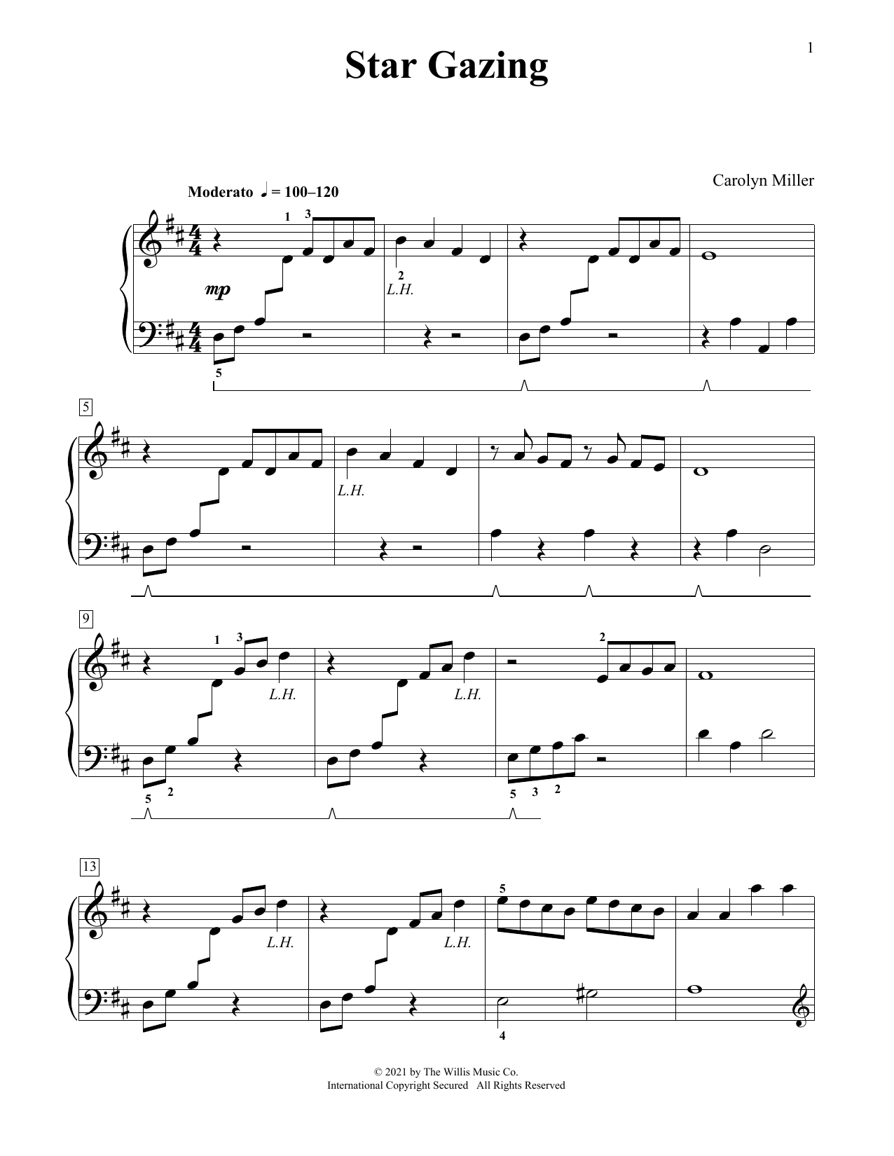 Download Carolyn Miller Star Gazing Sheet Music and learn how to play Educational Piano PDF digital score in minutes
