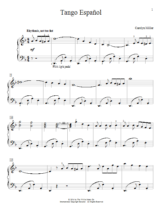 Download Carolyn Miller Tango Espanol Sheet Music and learn how to play Easy Piano PDF digital score in minutes