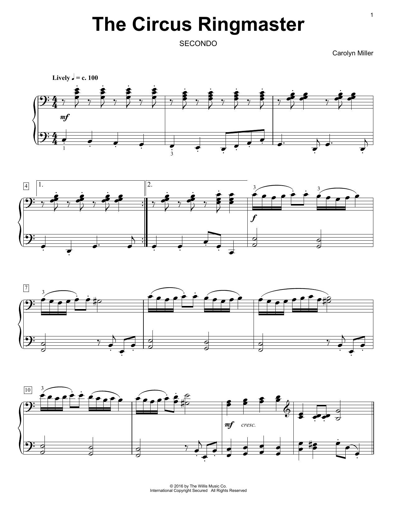 Download Carolyn Miller The Circus Ringmaster Sheet Music and learn how to play Piano Duet PDF digital score in minutes