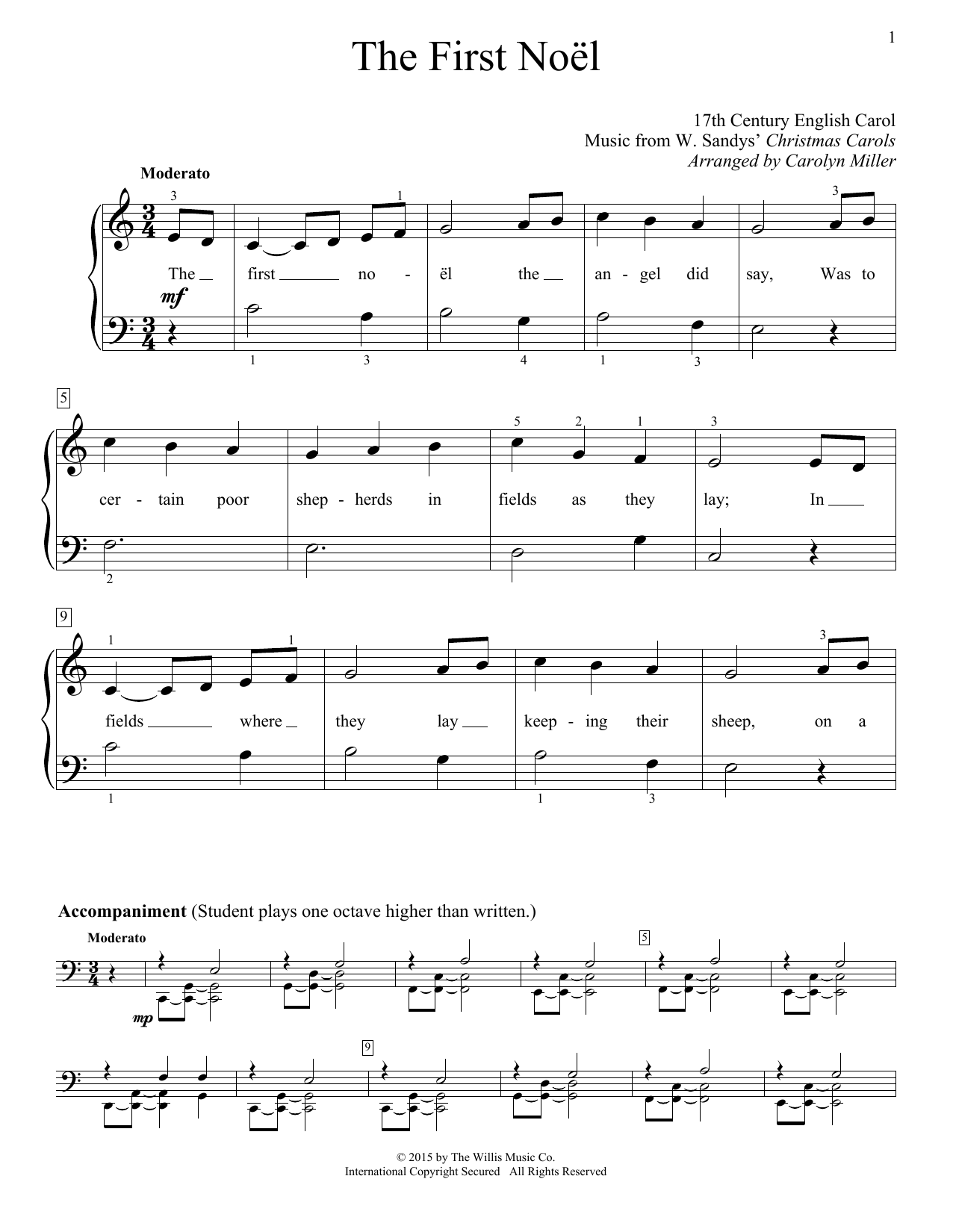 Download Christmas Carol The First Noel Sheet Music and learn how to play Easy Piano PDF digital score in minutes