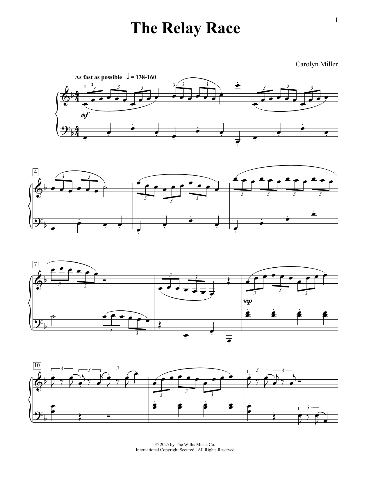 Download Carolyn Miller The Relay Race Sheet Music and learn how to play Educational Piano PDF digital score in minutes