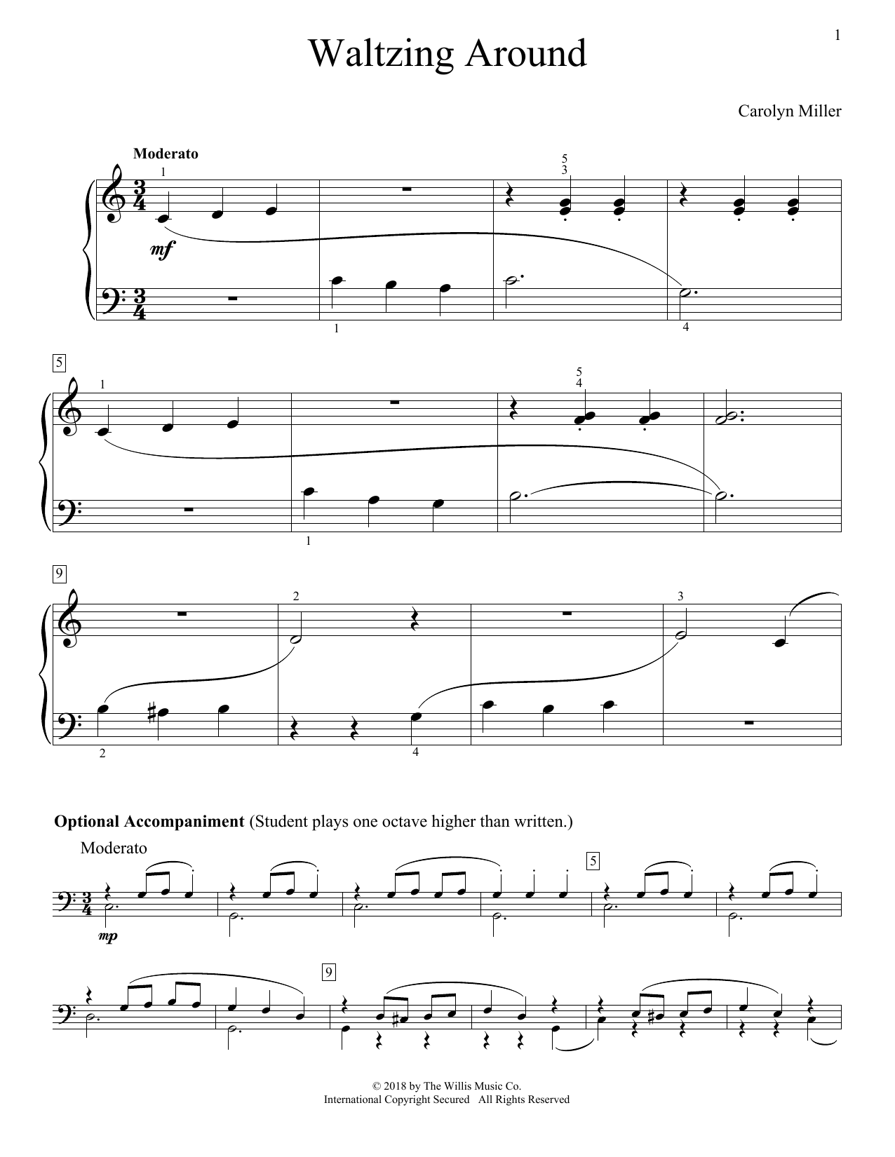 Download Carolyn Miller Waltzing Around Sheet Music and learn how to play Educational Piano PDF digital score in minutes