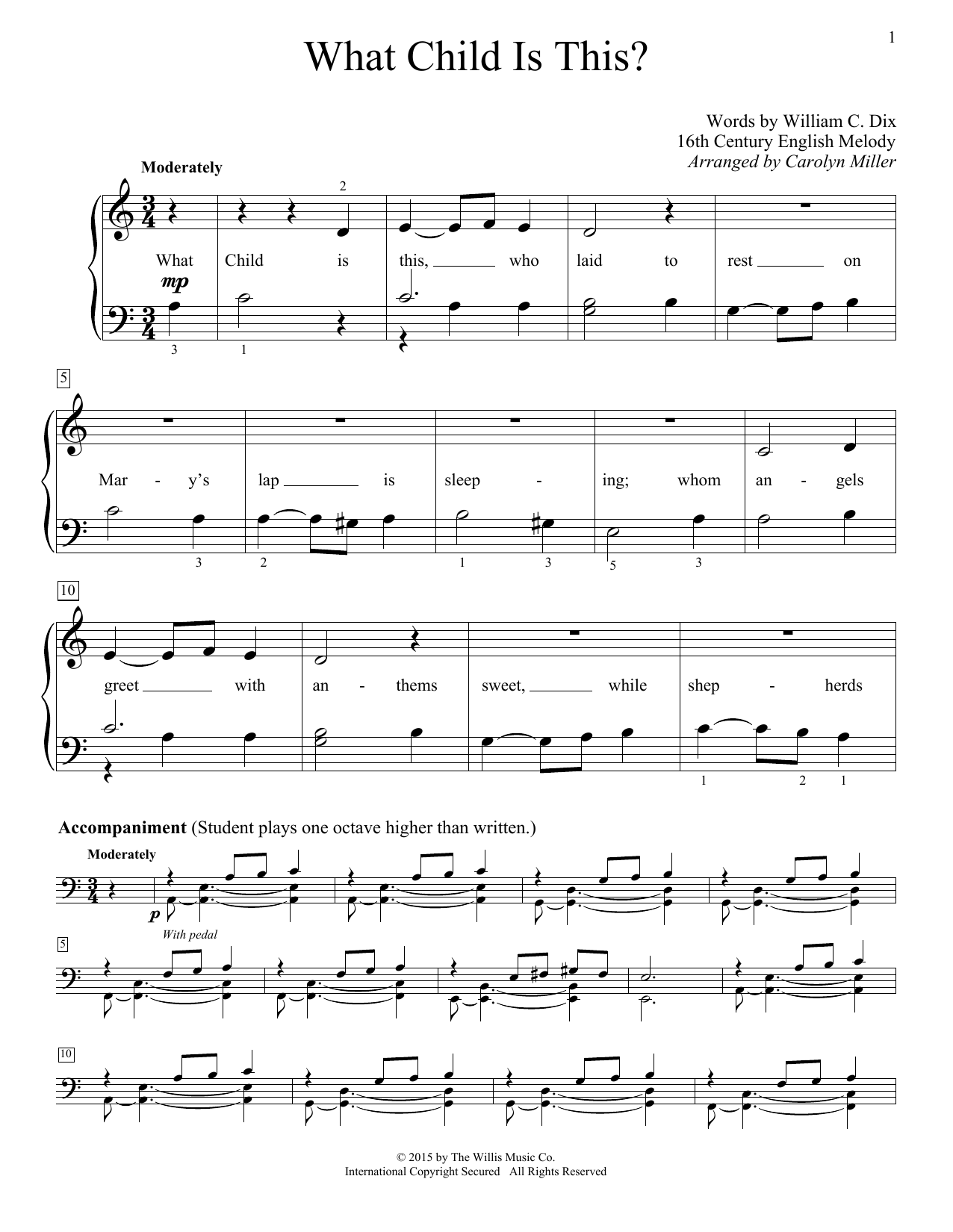 Download Christmas Carol What Child Is This? Sheet Music and learn how to play Easy Piano PDF digital score in minutes