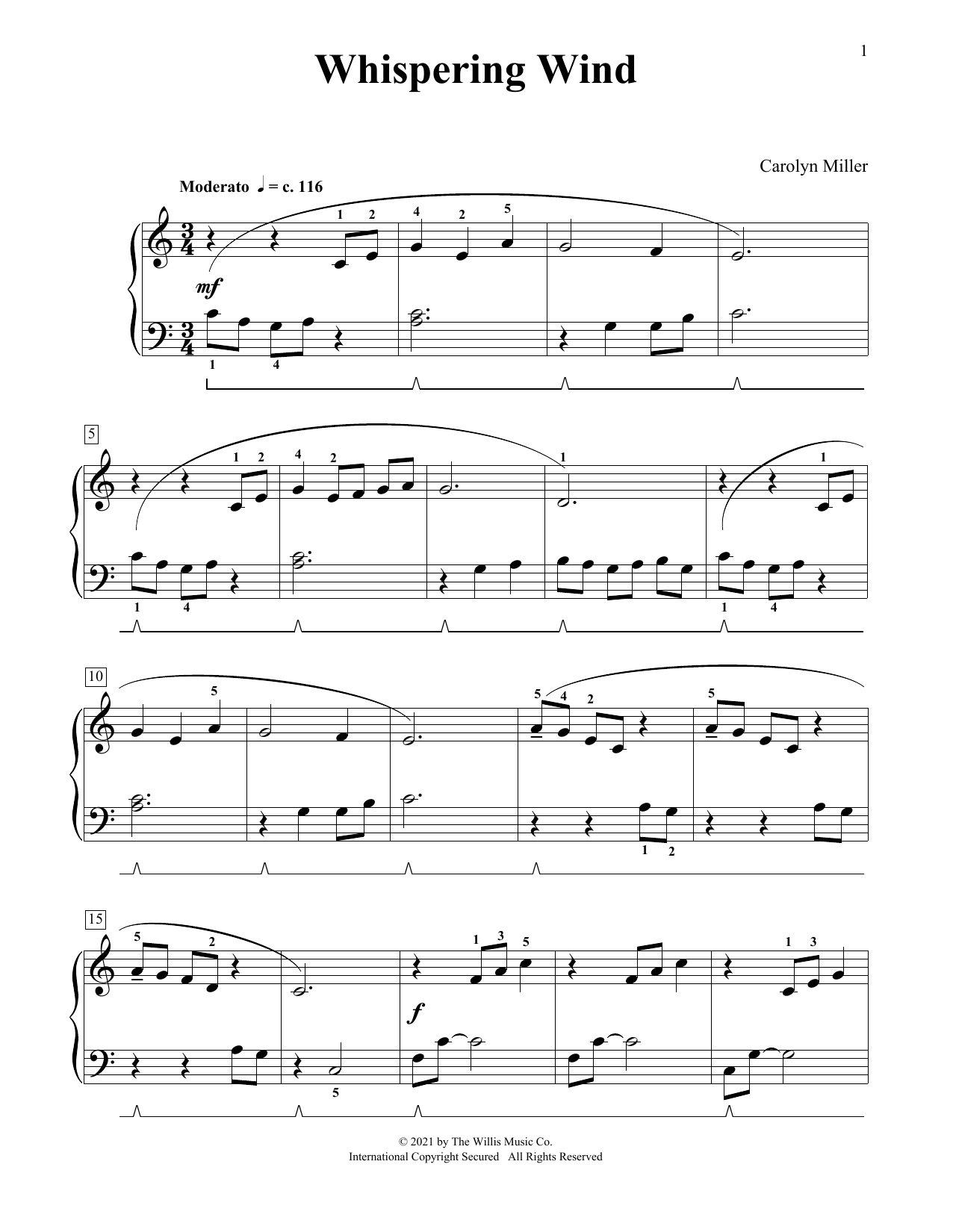Download Carolyn Miller Whispering Wind Sheet Music and learn how to play Educational Piano PDF digital score in minutes