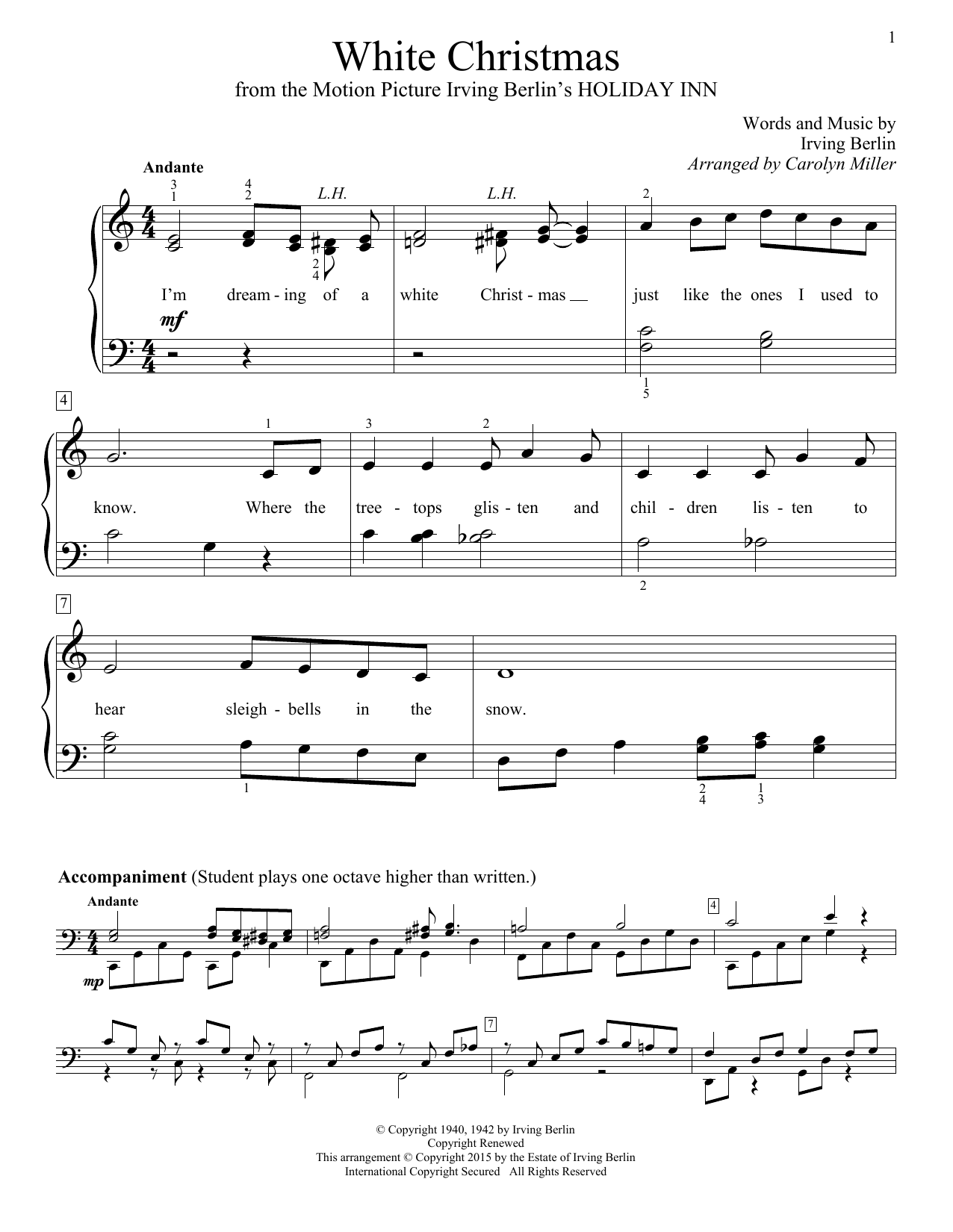 Download Irving Berlin White Christmas Sheet Music and learn how to play Easy Piano PDF digital score in minutes