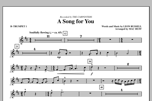 Download Carpenters A Song For You (arr. Mac Huff) - Bb Trumpet 1 Sheet Music and learn how to play Choir Instrumental Pak PDF digital score in minutes