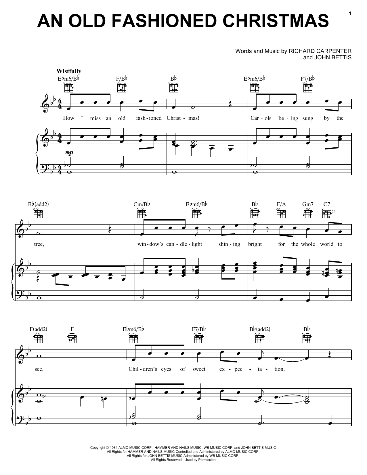 Download Carpenters An Old Fashioned Christmas Sheet Music and learn how to play Ukulele PDF digital score in minutes