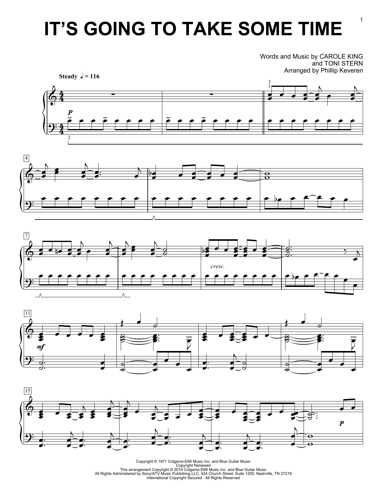 Download Carpenters It's Going To Take Some Time (arr. Phillip Keveren) Sheet Music and learn how to play Piano Solo PDF digital score in minutes