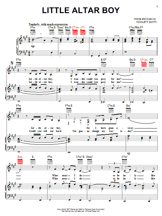 Download Carpenters Little Altar Boy Sheet Music and learn how to play Piano, Vocal & Guitar (Right-Hand Melody) PDF digital score in minutes