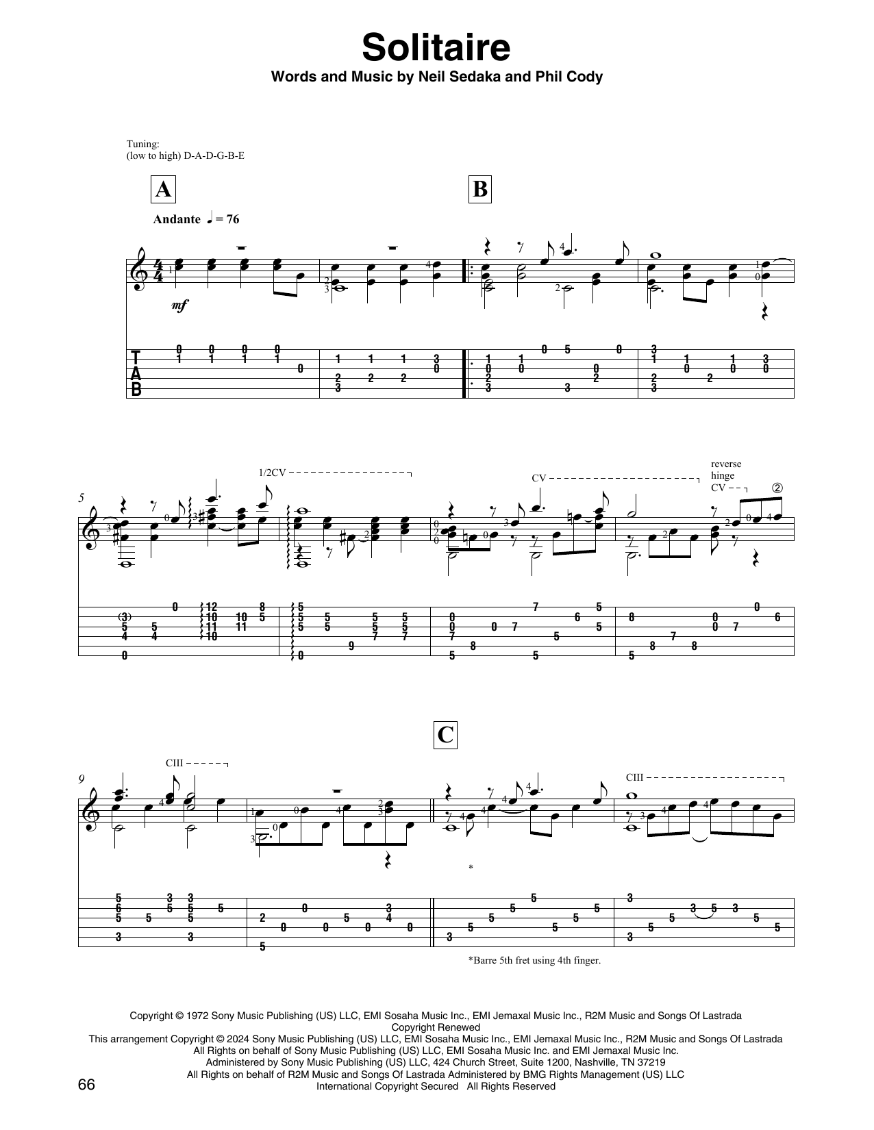 Download Carpenters Solitaire (arr. David Jaggs) Sheet Music and learn how to play Solo Guitar PDF digital score in minutes