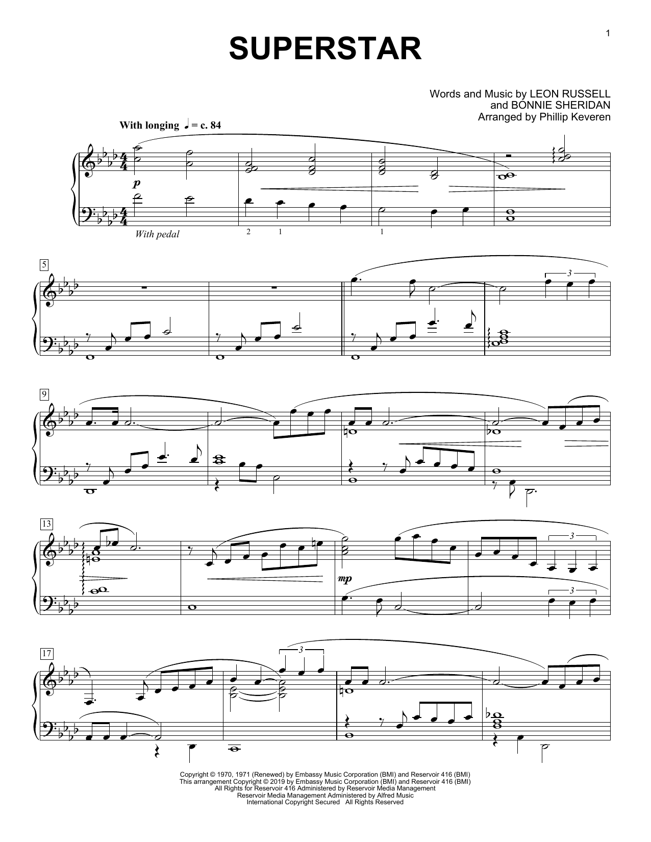 Download Carpenters Superstar (arr. Phillip Keveren) Sheet Music and learn how to play Piano Solo PDF digital score in minutes