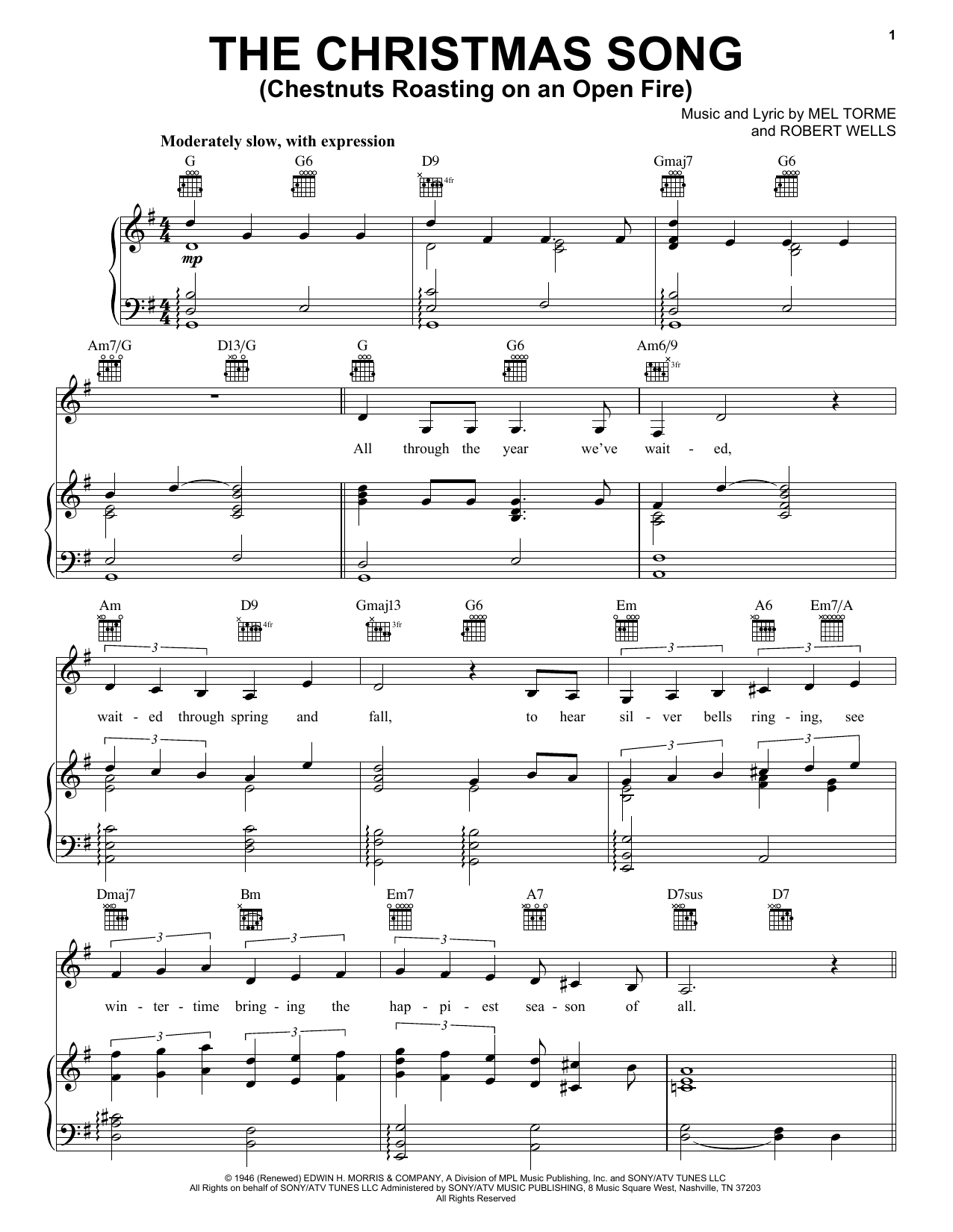 Download Carpenters The Christmas Song (Chestnuts Roasting On An Open Fire) Sheet Music and learn how to play Piano, Vocal & Guitar (Right-Hand Melody) PDF digital score in minutes