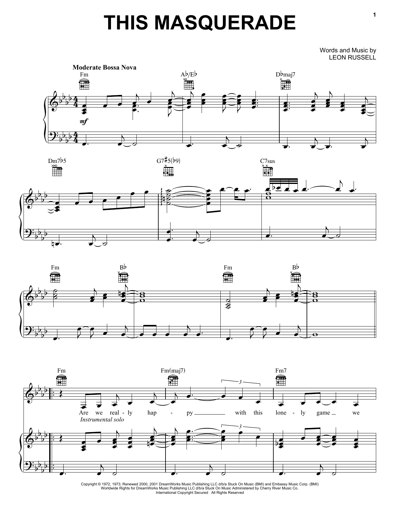 Download Carpenters This Masquerade Sheet Music and learn how to play Ukulele PDF digital score in minutes