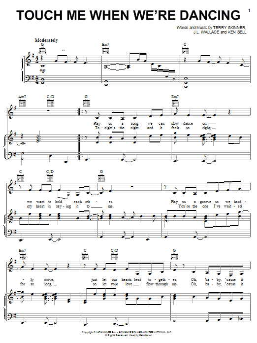 Download Carpenters Touch Me When We're Dancing Sheet Music and learn how to play Piano, Vocal & Guitar (Right-Hand Melody) PDF digital score in minutes