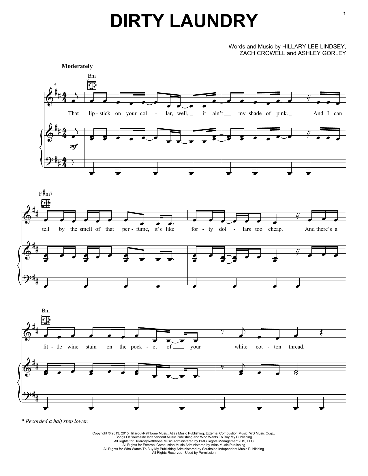 Download Carrie Underwood Dirty Laundry Sheet Music and learn how to play Piano, Vocal & Guitar (Right-Hand Melody) PDF digital score in minutes