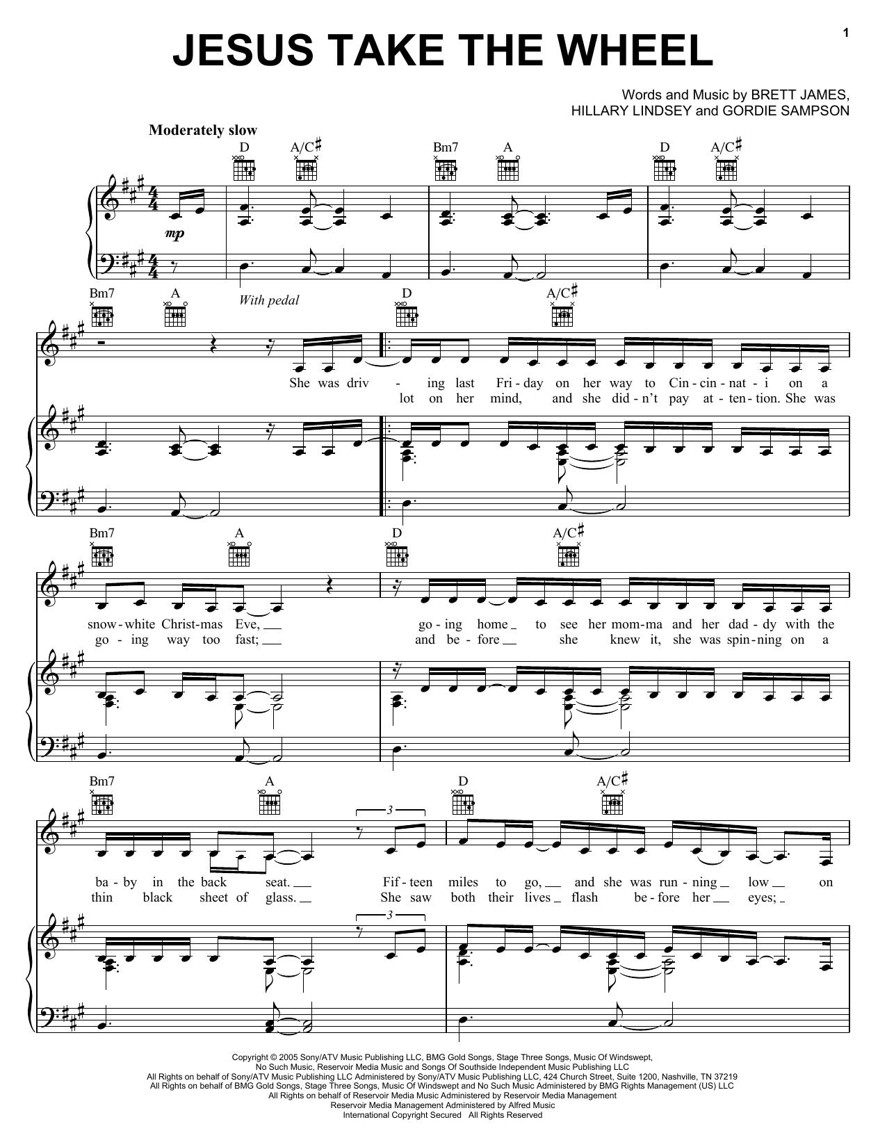 Download Carrie Underwood Jesus Take The Wheel Sheet Music and learn how to play Easy Guitar Tab PDF digital score in minutes