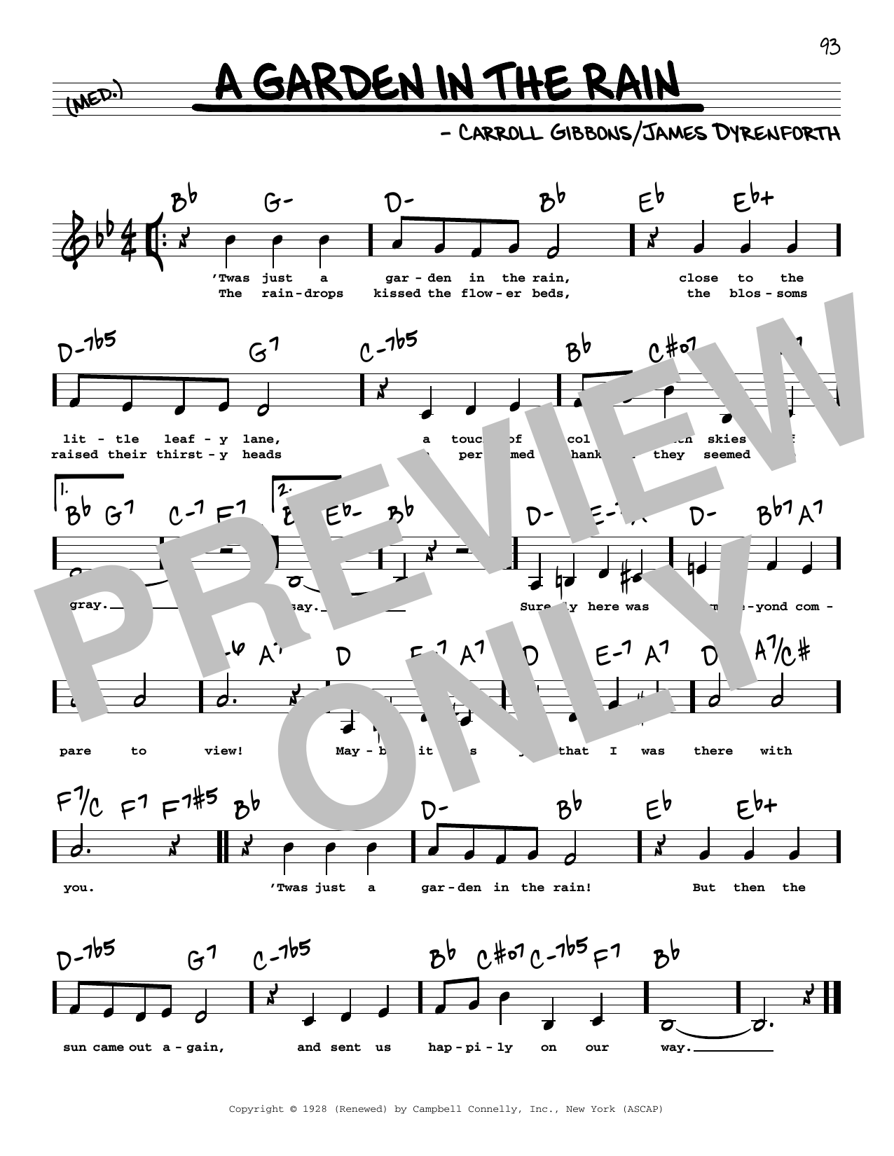 Download Carroll Gibbons A Garden In The Rain (Low Voice) Sheet Music and learn how to play Real Book – Melody, Lyrics & Chords PDF digital score in minutes