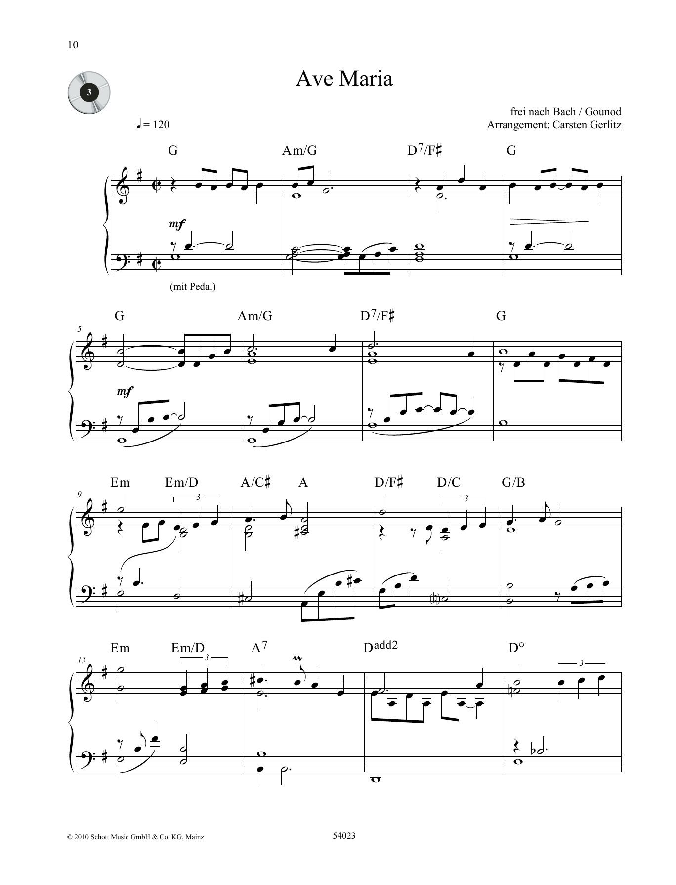 Download Carsten Gerlitz Ave Maria Sheet Music and learn how to play Piano Solo PDF digital score in minutes