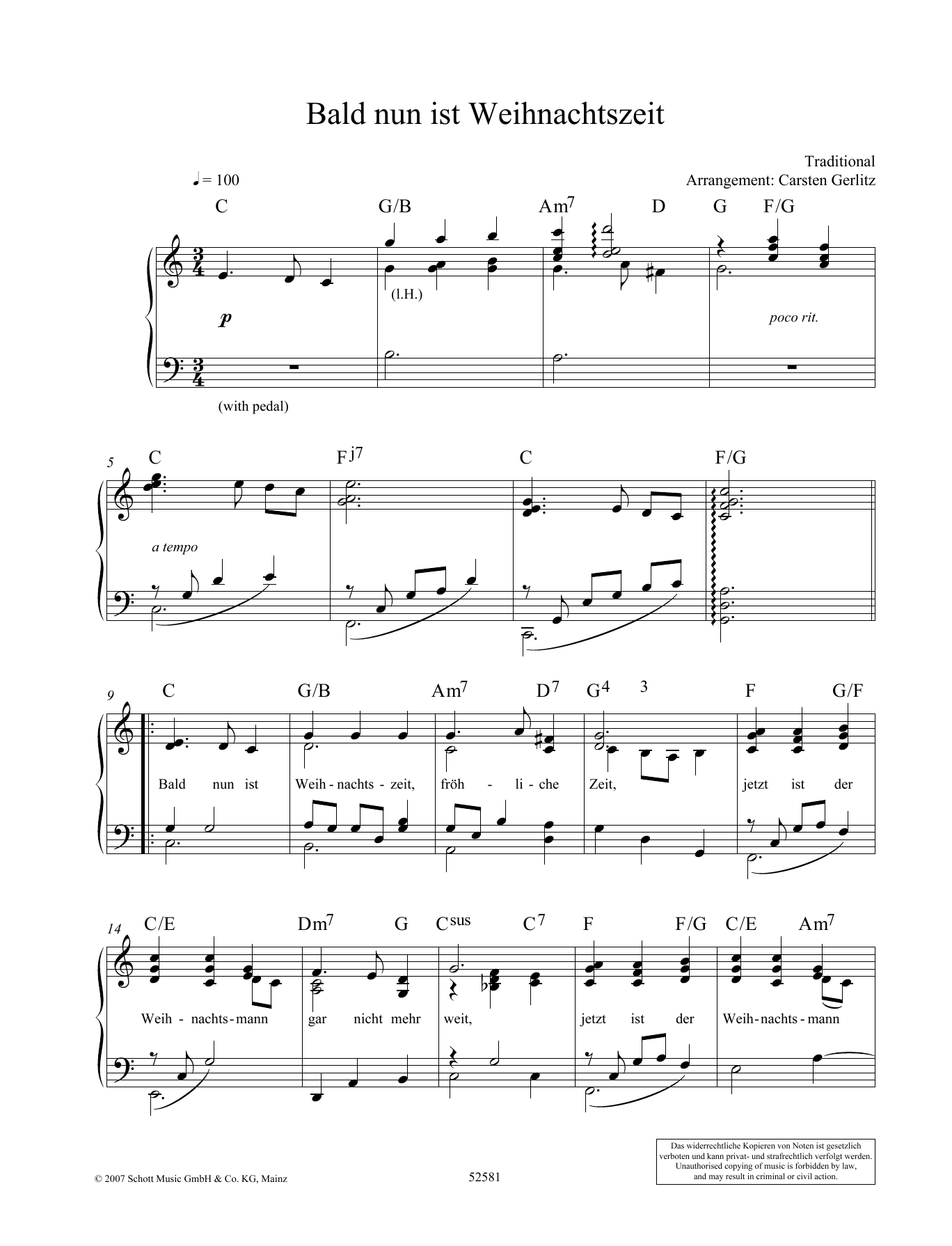 Download Carsten Gerlitz Bald nun ist Weihnachtszeit Sheet Music and learn how to play Piano Solo PDF digital score in minutes