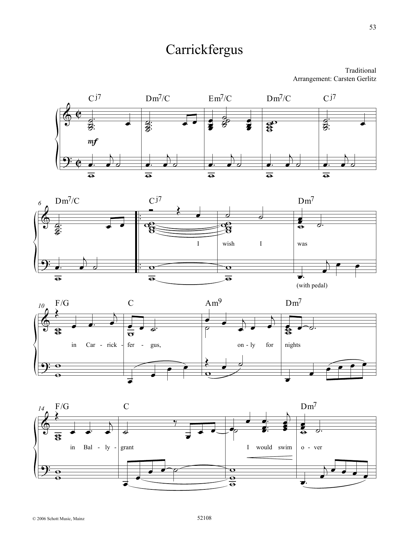 Download Carsten Gerlitz Carrickfergus Sheet Music and learn how to play Piano Solo PDF digital score in minutes