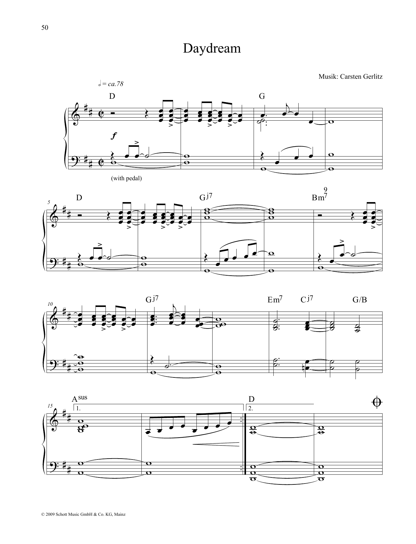 Download Carsten Gerlitz Daydream Sheet Music and learn how to play Piano Solo PDF digital score in minutes