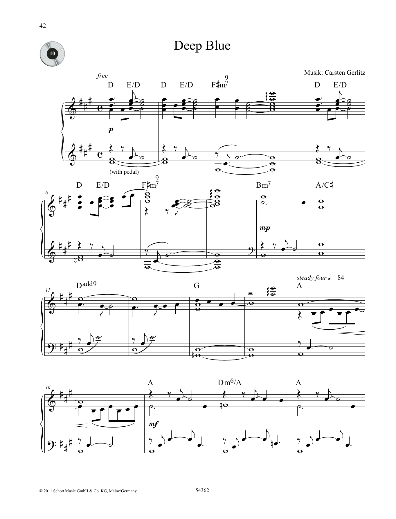 Download Carsten Gerlitz Deep Blue Sheet Music and learn how to play Piano Solo PDF digital score in minutes