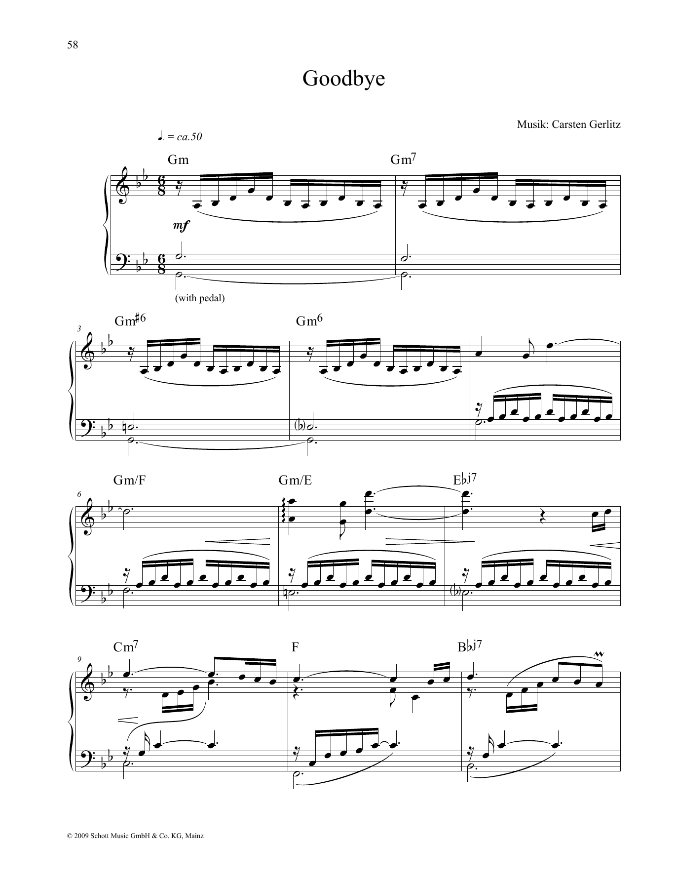 Download Carsten Gerlitz Goodbye Sheet Music and learn how to play Piano Solo PDF digital score in minutes