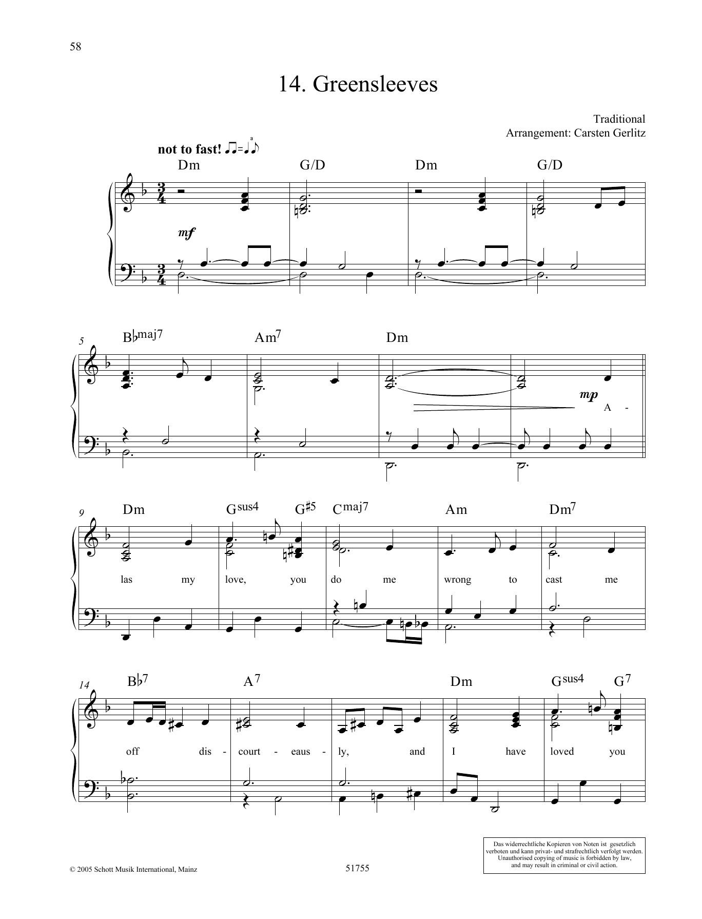 Download Carsten Gerlitz Greensleeves Sheet Music and learn how to play Piano Solo PDF digital score in minutes