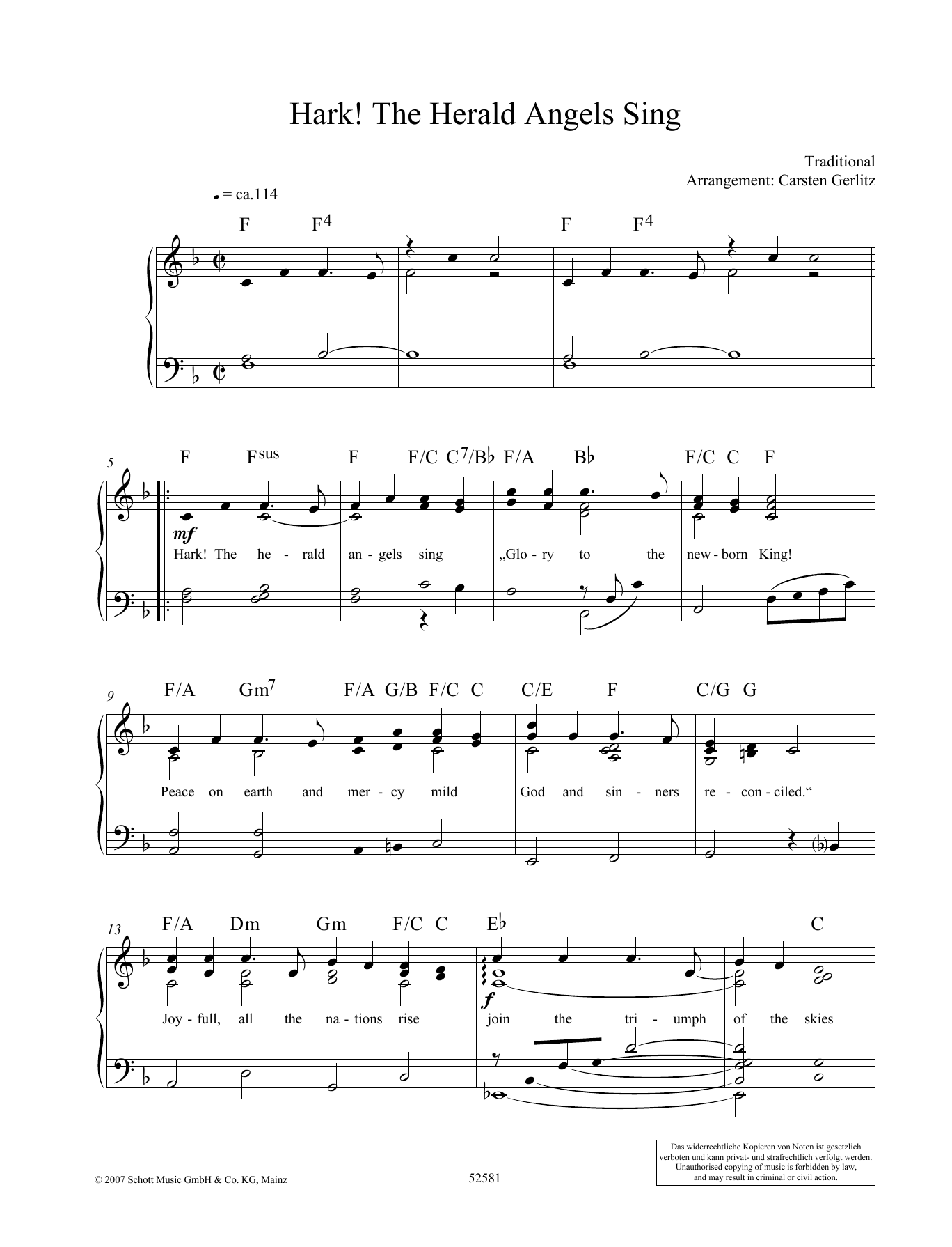 Download Carsten Gerlitz Hark! The Herald Angels Sing Sheet Music and learn how to play Piano Solo PDF digital score in minutes