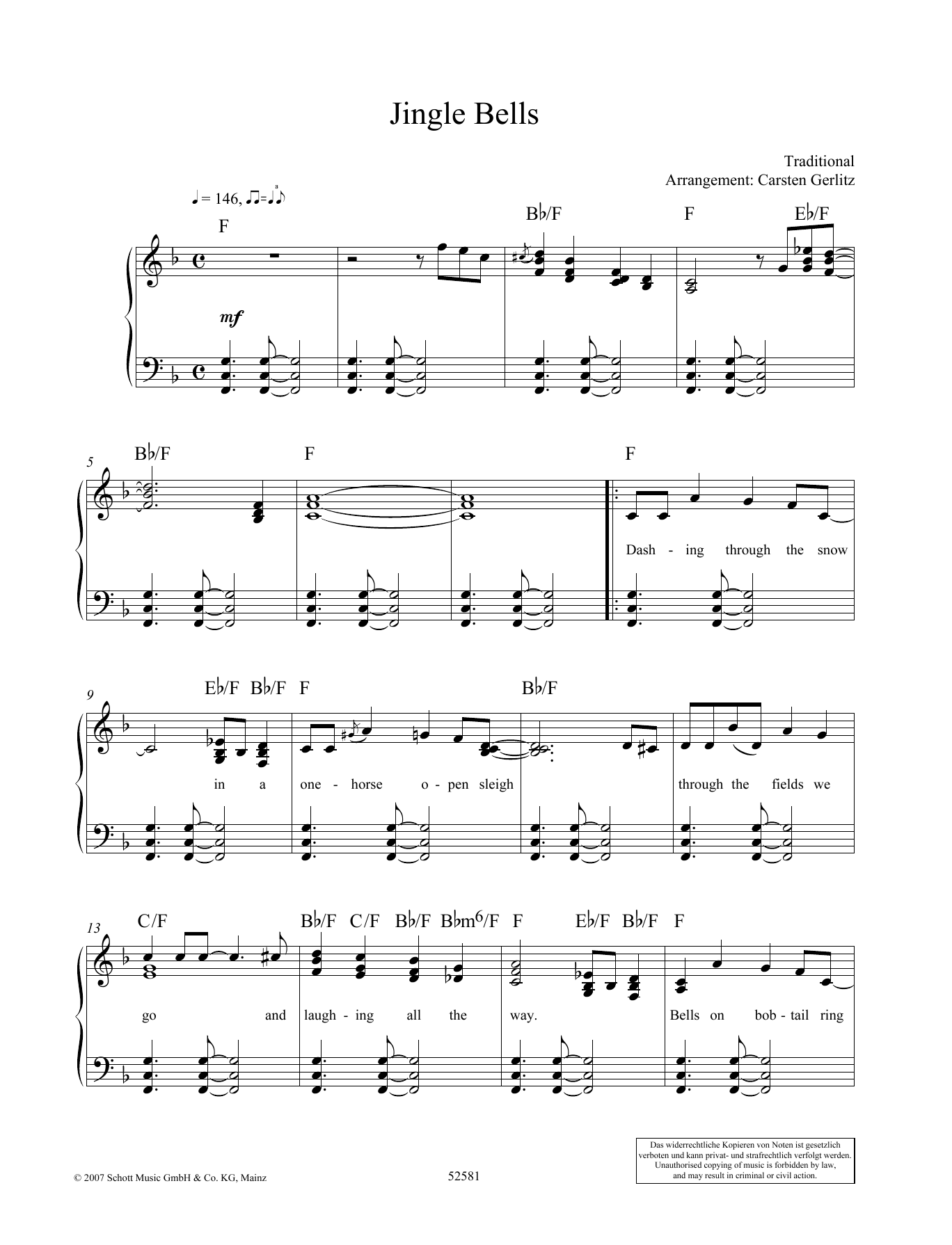 Download Carsten Gerlitz Jingle Bells Sheet Music and learn how to play Piano & Vocal PDF digital score in minutes