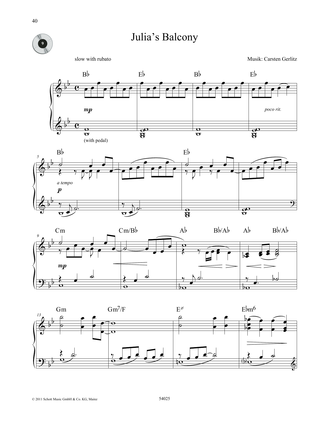 Download Carsten Gerlitz Julia's Balcony Sheet Music and learn how to play Piano Solo PDF digital score in minutes
