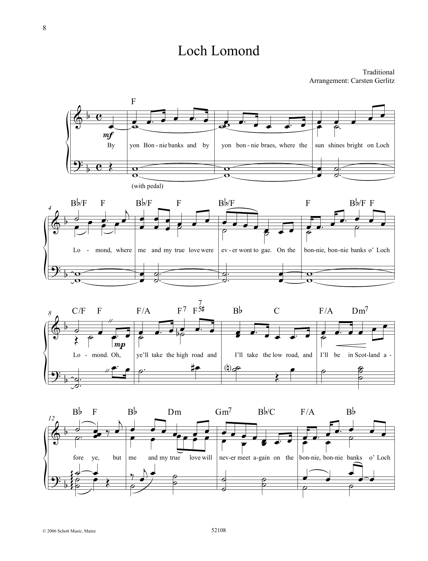 Download Carsten Gerlitz Loch Lomond Sheet Music and learn how to play Piano Solo PDF digital score in minutes