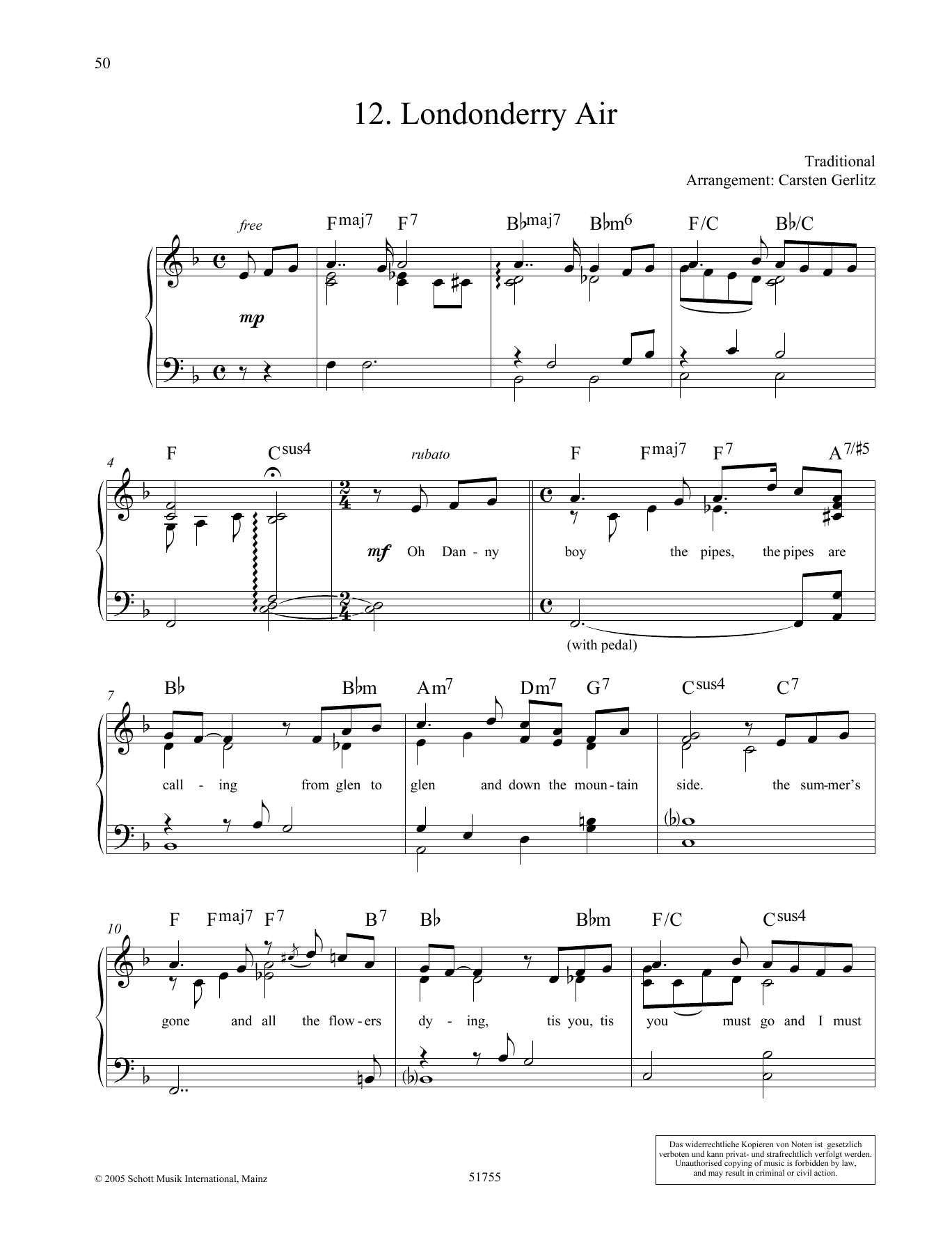 Download Carsten Gerlitz Londonderry Air Sheet Music and learn how to play Piano Solo PDF digital score in minutes
