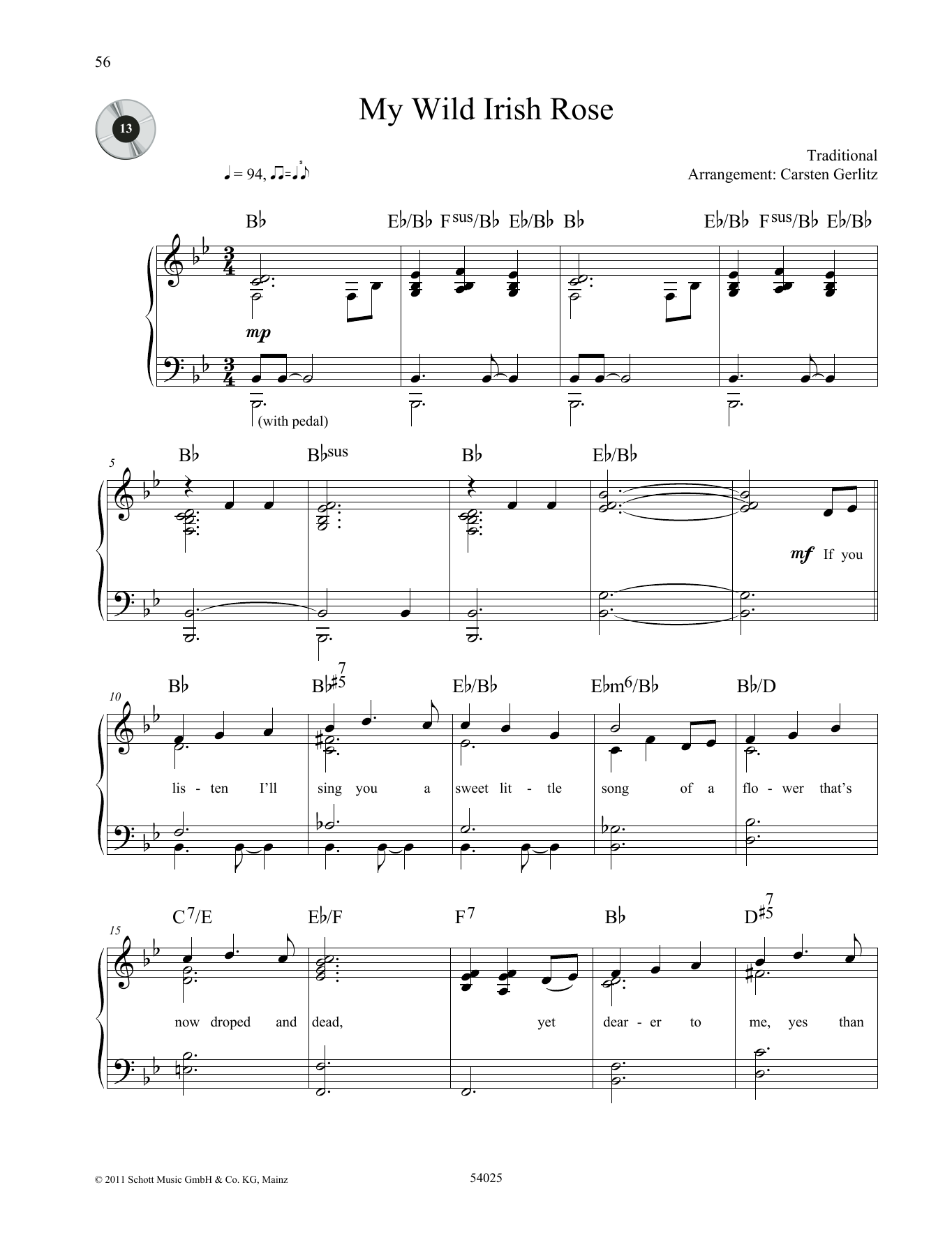 Download Carsten Gerlitz My Wild Irish Rose Sheet Music and learn how to play Piano Solo PDF digital score in minutes
