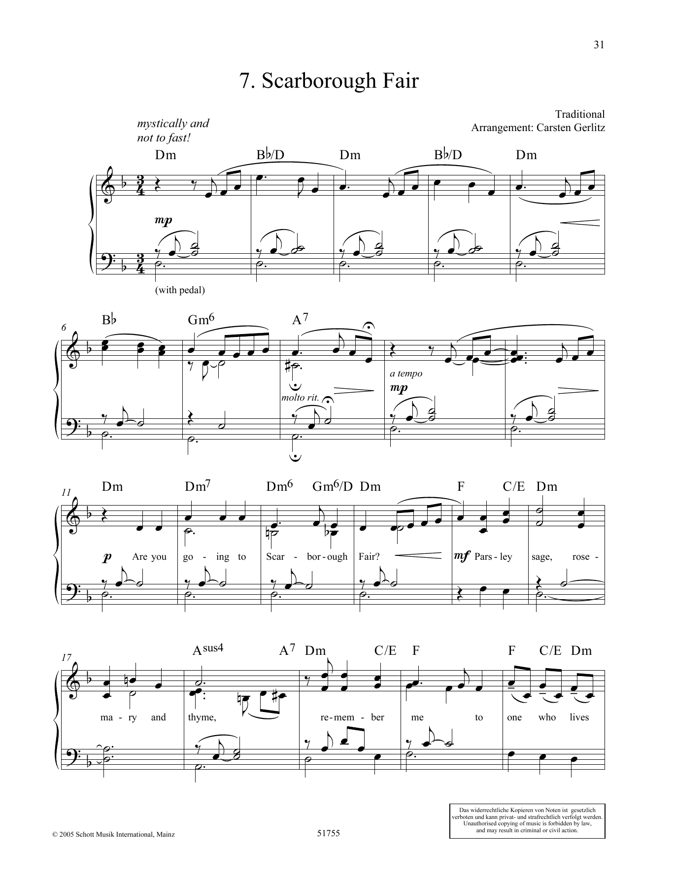 Download Carsten Gerlitz Scarborough Fair Sheet Music and learn how to play Piano Solo PDF digital score in minutes