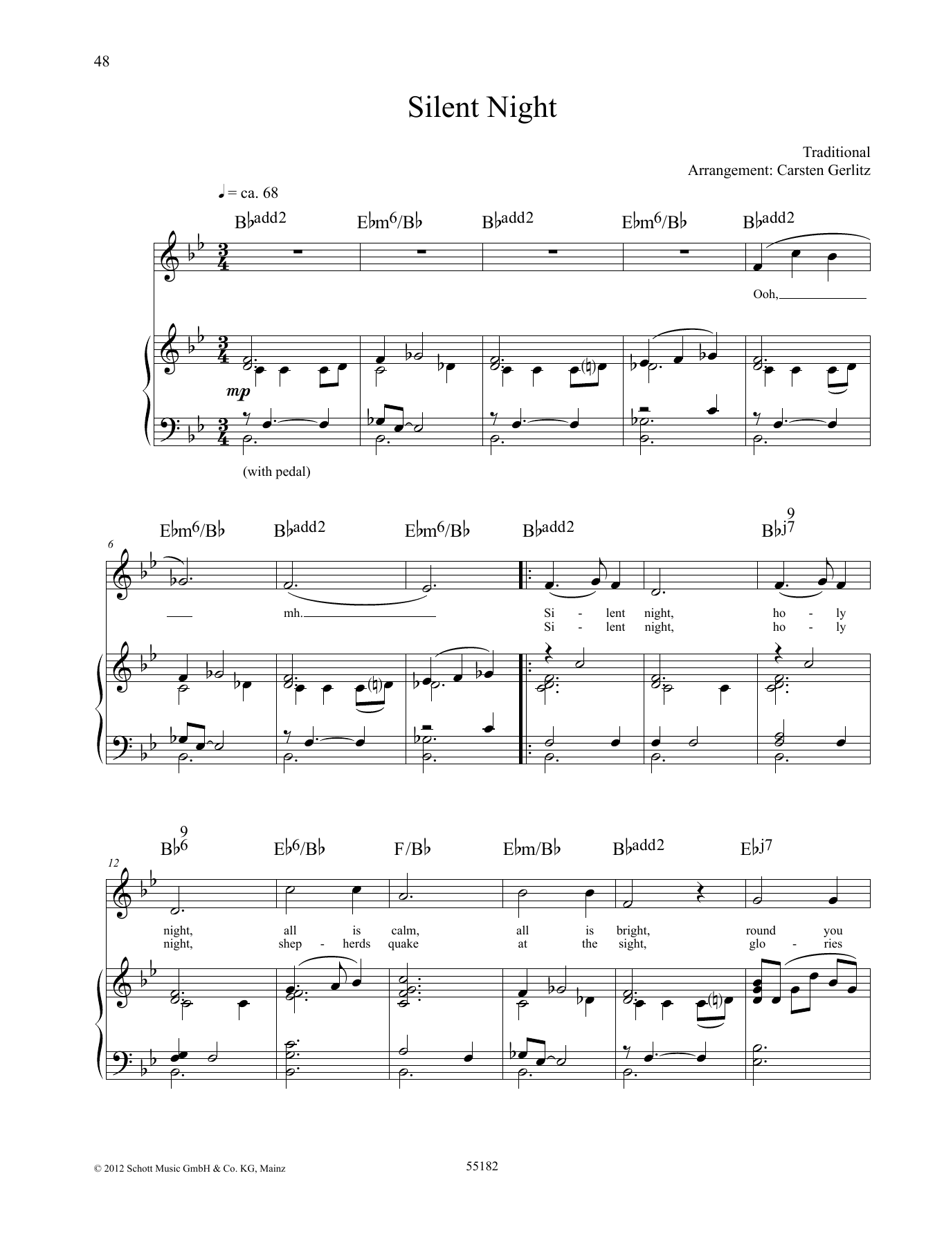 Download Carsten Gerlitz Silent Night Sheet Music and learn how to play Piano & Vocal PDF digital score in minutes