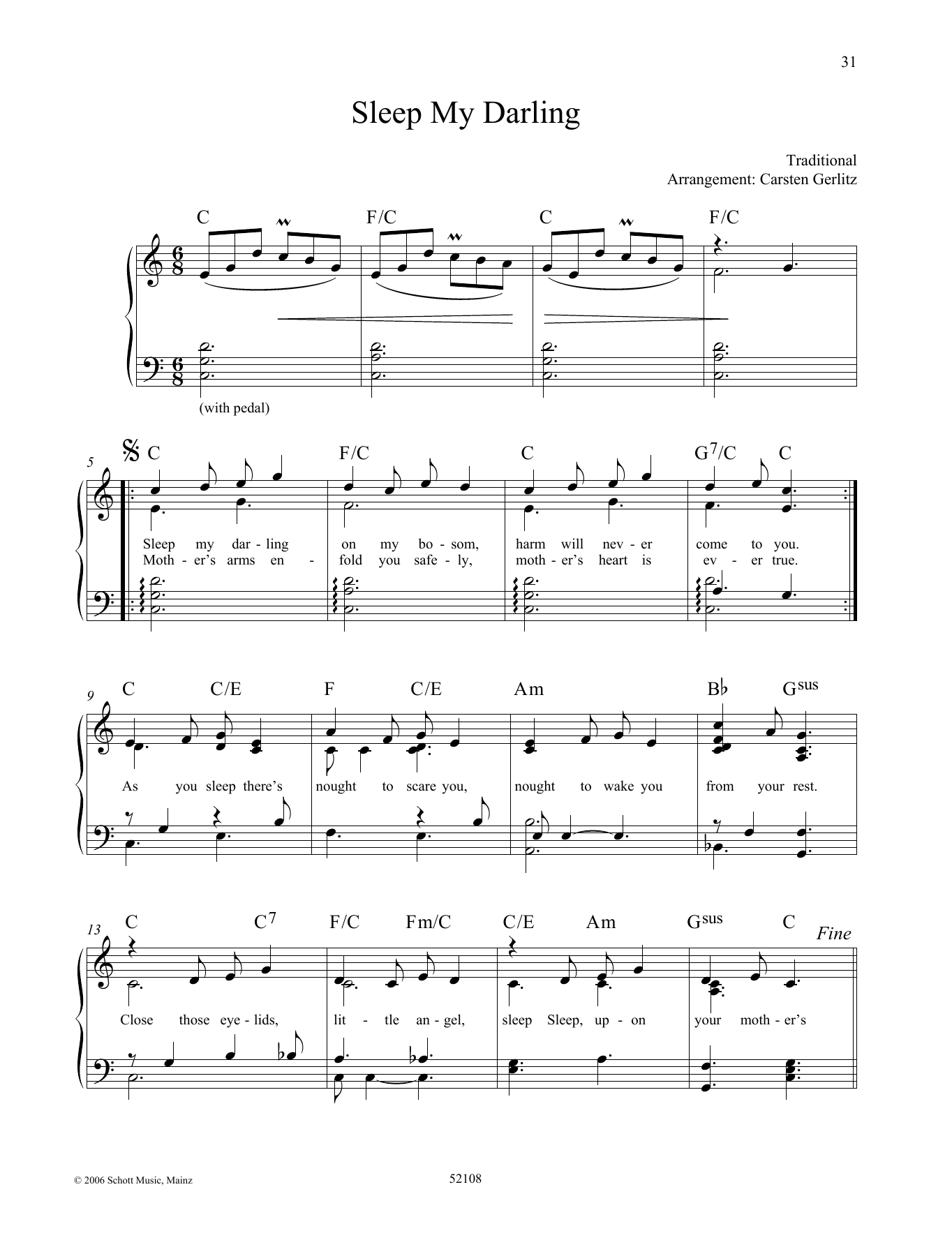 Download Carsten Gerlitz Sleep My Darling Sheet Music and learn how to play Piano Solo PDF digital score in minutes