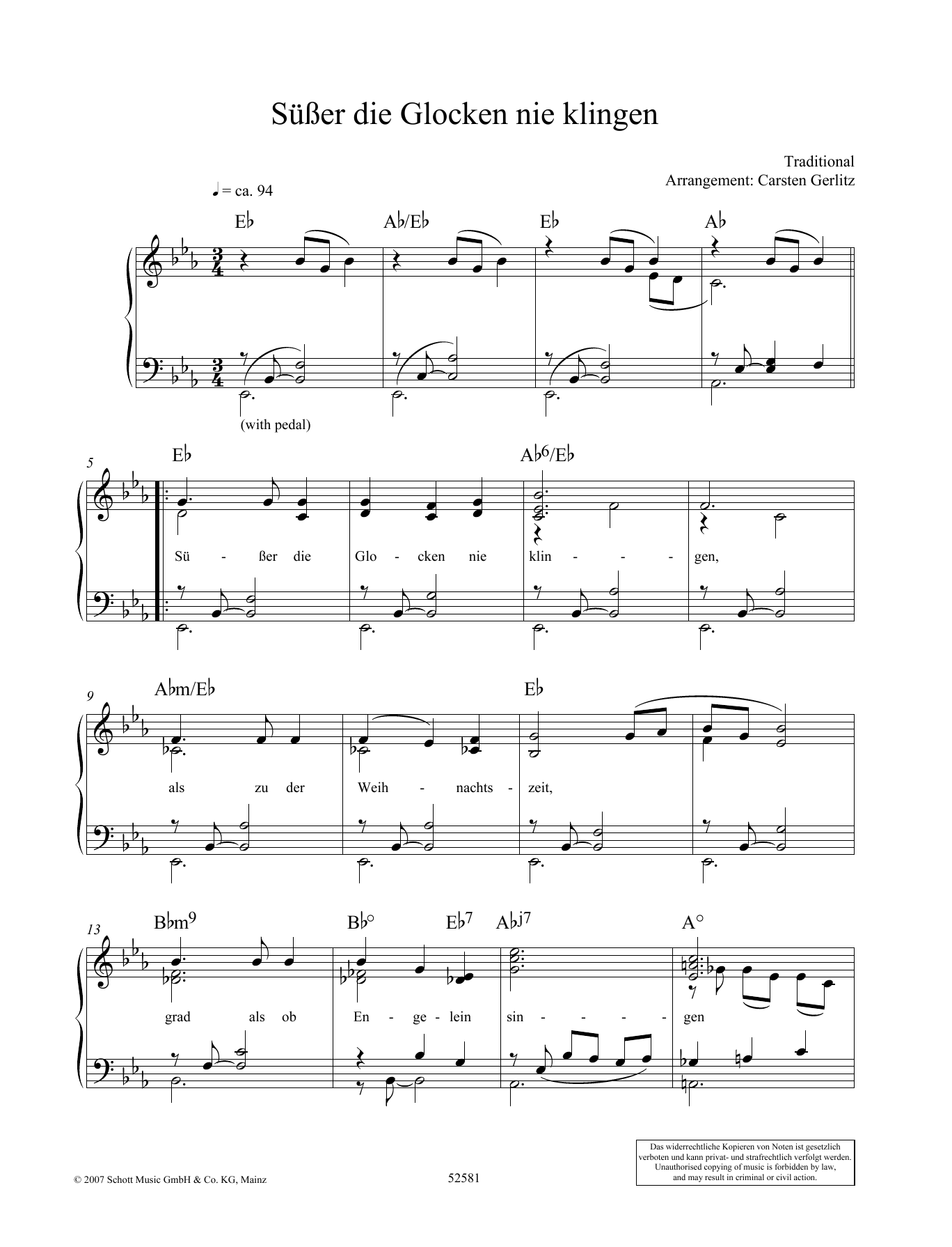 Download Carsten Gerlitz Susser die Glocken nie klingen Sheet Music and learn how to play Piano Solo PDF digital score in minutes