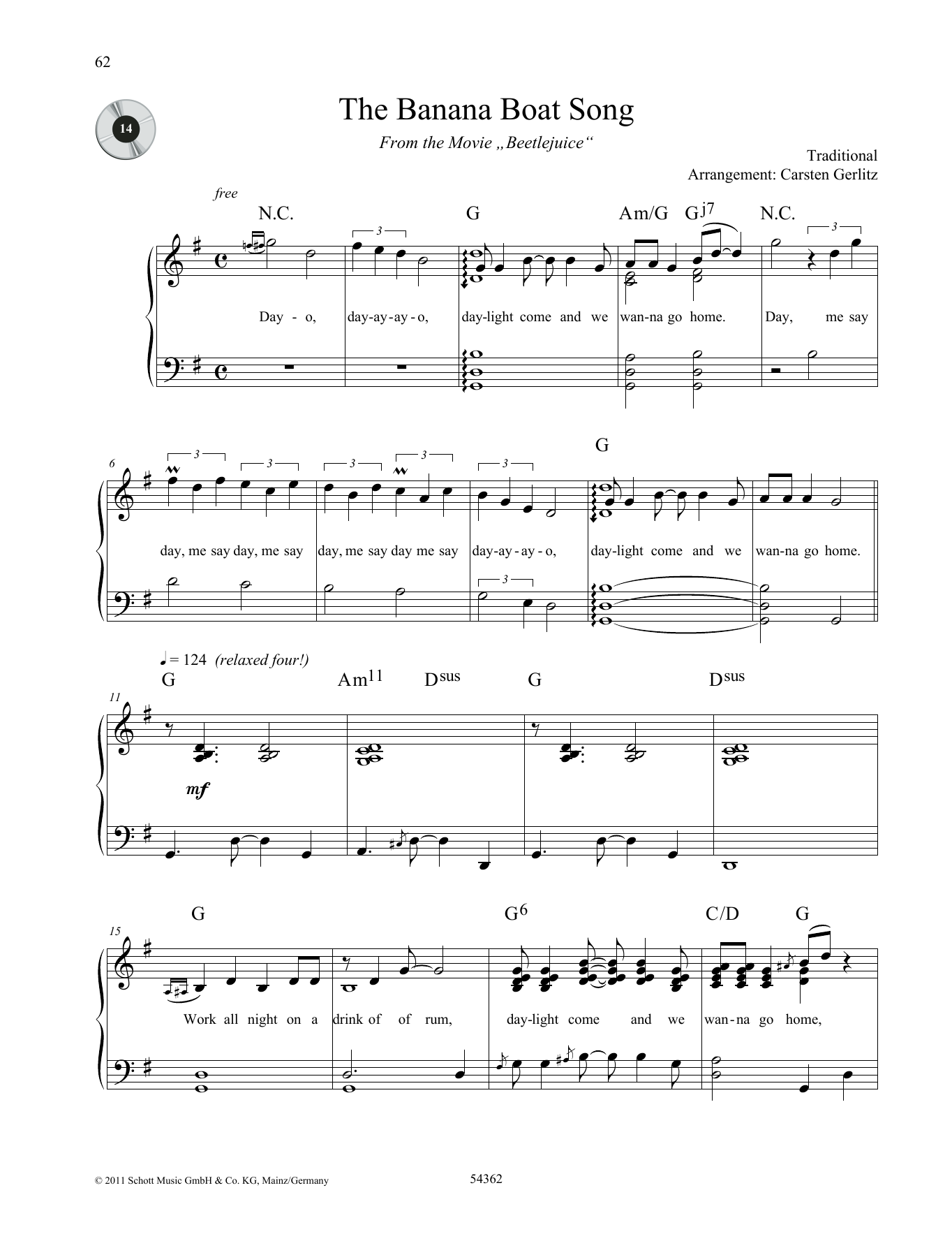 Download Carsten Gerlitz The Banana Boat Song Sheet Music and learn how to play Piano Solo PDF digital score in minutes