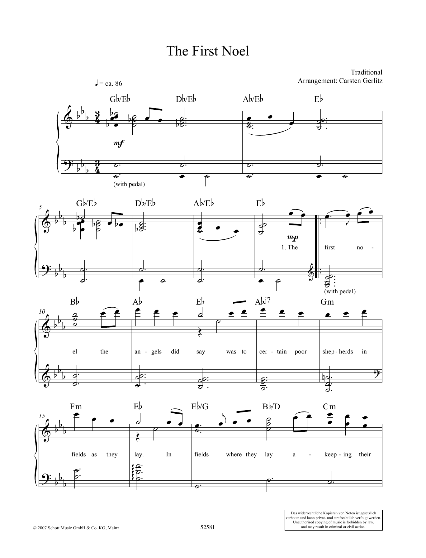 Download Carsten Gerlitz The First Noel Sheet Music and learn how to play Piano Solo PDF digital score in minutes