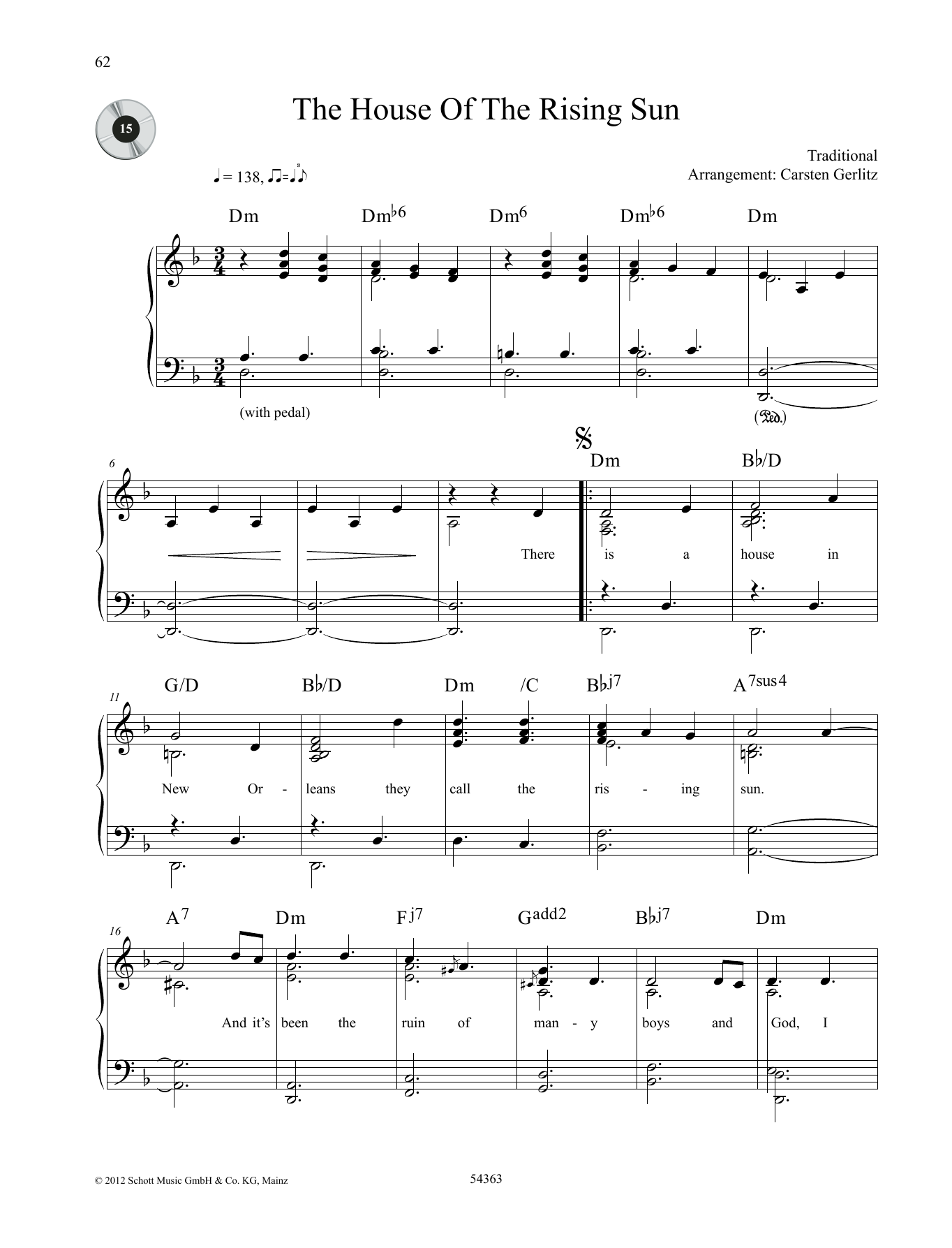 Download Carsten Gerlitz The House Of The Rising Sun Sheet Music and learn how to play Piano Solo PDF digital score in minutes