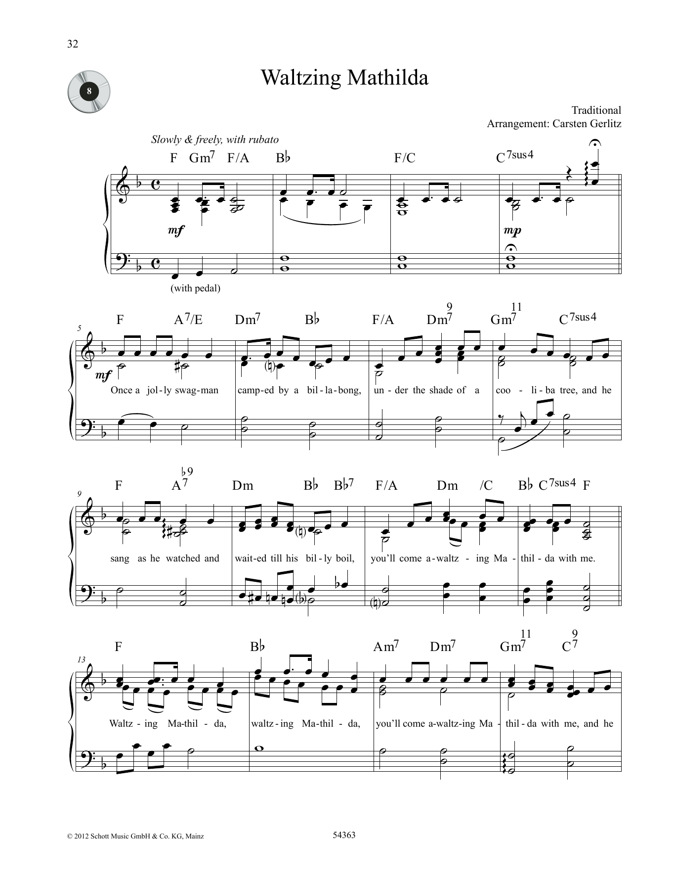 Download Carsten Gerlitz Waltzing Mathilda Sheet Music and learn how to play Piano Solo PDF digital score in minutes